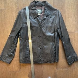 Oversized Vintage 90s Roots Leather Jacket Chocolate Brown